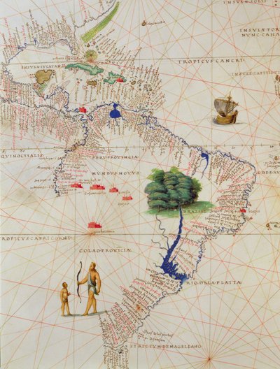 South America, from an Atlas of the World in 33 Maps, Venice, 1st September 1553 by Battista Agnese